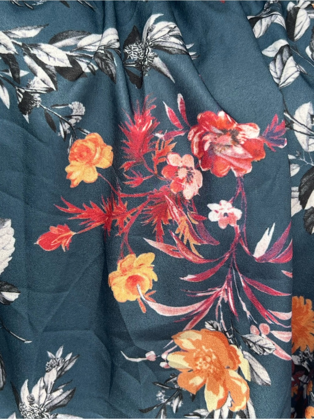 Floral Tiered Maxi Skirt - Dark Teal Floral - Picture 3 of 3
